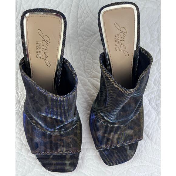 Jewel Badgley Michka Women's 7 Black/Tan Fabric Leopard Print Flocked Sole Shoe - Picture 8 of 10